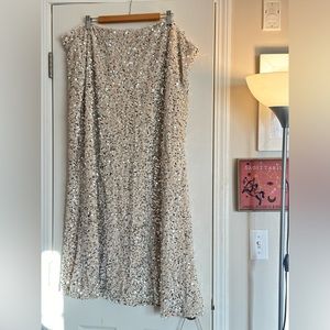 NWOT Old Navy Ballet Pink Silver Sequin Maxi Skirt 4X Plus Size 🩰